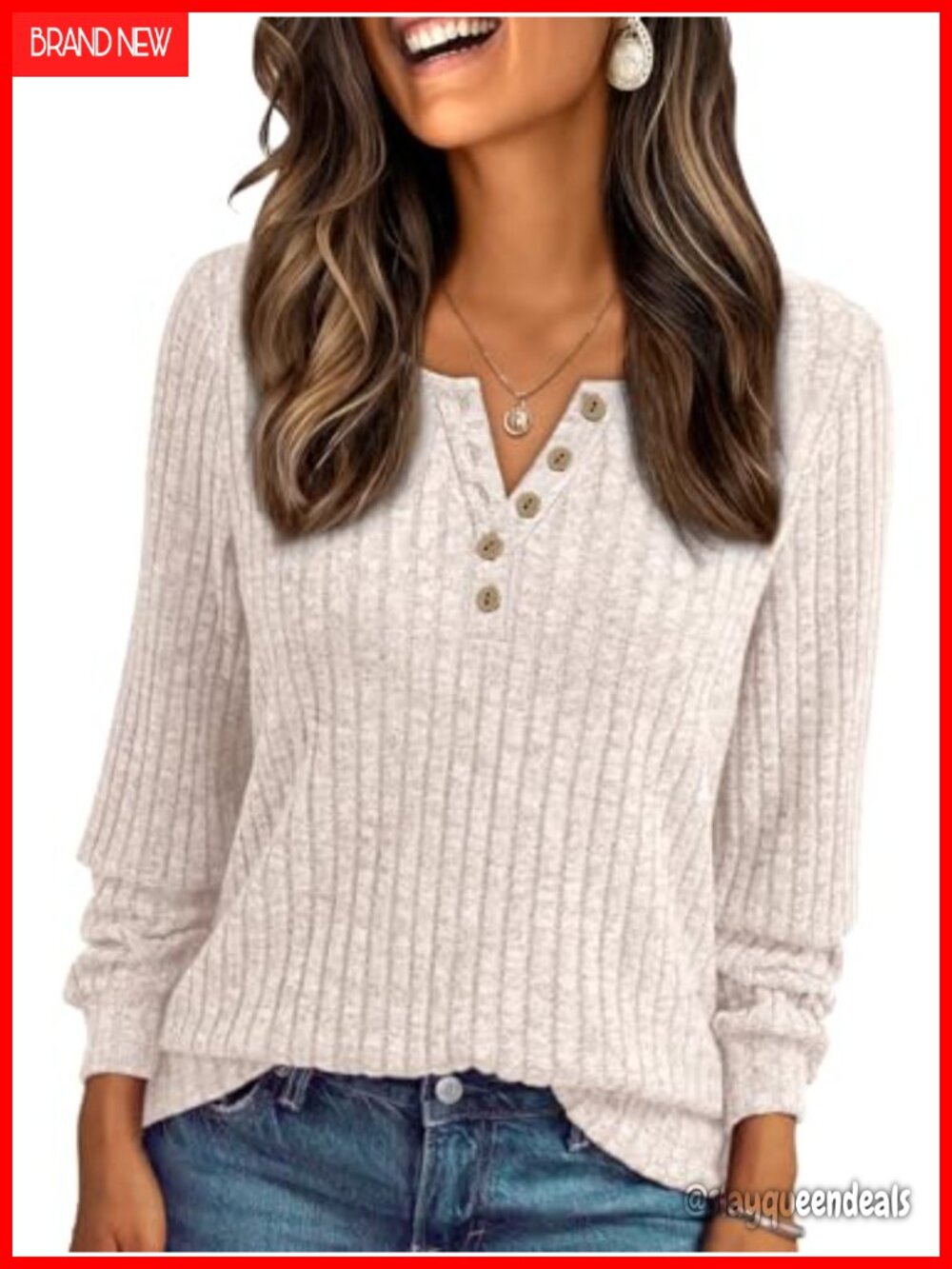 Long Sleeve Henley Tunic Sweater Lightweight Pullover Business Casual